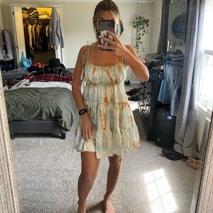 Mint & orange tie dye dress